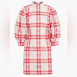 Ganni Pink Checked Cotton-Blend Mini Dress - Size FR 38 (US 6/Medium)